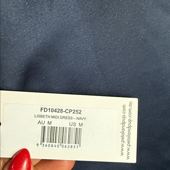 NEW Petal & Pup Lisbeth midi dress in navy satin Medium - Picture 8 of 13